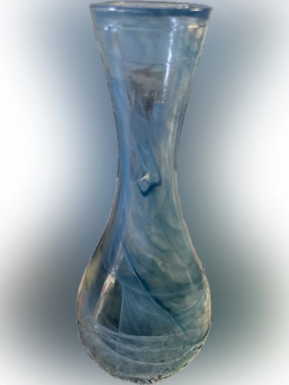 Hand-Blown Swirled Glass Vase in Deep Blue